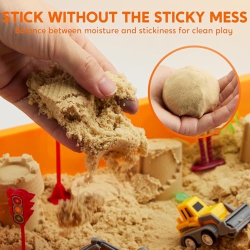 JOVA Klever Kits Construction Sensory Bin for Kids with Glow in The Dark Stones, Sandbox with Lid Castle Building kit, Preschool Learning Activities Gifts for Boys Girls Age 3+ - style: Construction