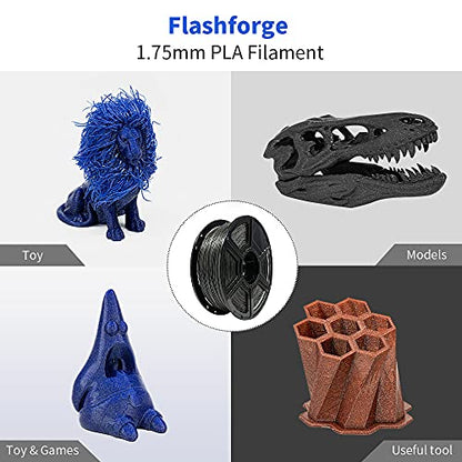 FLASHFORGE PLA Filament 1.75mm Galaxy Matte Black, 3D Printer Filament with Silver Glitter 1kg (2.2lbs) Spool, Dimensional Accuracy +/- 0.02mm, Shimmering 3D Printing Filament for Unique Finish - color: Galaxy Matte Black