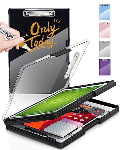 Clipboard with Storage, Nurse Dry Erase Clip Board, 8.5x11, Black - color: Black