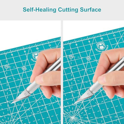 Headley Tools 17"x17" Rotating Cutting Mat, Self Healing Mat with 360-Degree Rotation & Anti-Slip Base, Sewing Board Cutting Mat Perfect for Fabric Quilting Leather Hobby Project, Turquoise - color: Turquoise, size: 17"L x 17"W