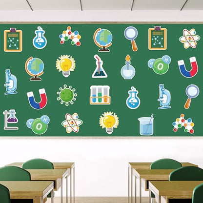 48Pcs Science Cutouts, Physical Chemistry Laboratory Cut-Outs Science Paper Cutouts Bulletin Board Decorations for Home Office School Classroom Chalkboard Wall Door Decor - style: Science