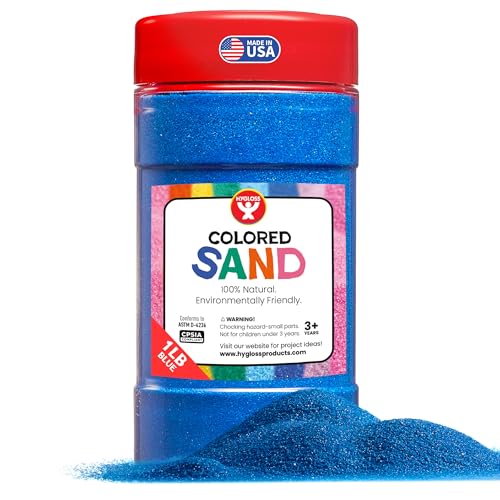 Hygloss Colored Sand for Crafts – 1 lb Bottle, Blue – Vibrant Colorful Fine Sensory Play Sand Art Kits for Kids – Classroom Activities for Children 3 4 5 6 7 8 9 10 11 12 – Safe for Ages 3+ - color: Blue, size: 1-Pound