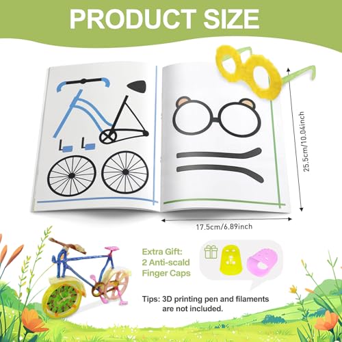 Dayker 3D Printing Drawing Book, Reusable 40 Vibrant Patterns Template - color: White