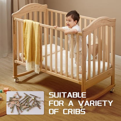 Baby Bed Frame Bolts, Crib Screws Hardware ReplacementKit M6x20/40/60/80mm Hex Drive Socket Cap Screws Barrel Nuts Wooden Dowel Kit for Beds Chairs Furniture et (Silver-26set) - size: Silver-26set