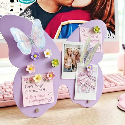 2 Pcs Small Magnetic Board, Cute Magnet Display Stand for Tabletop - color: 2pcs Pink and Purple
