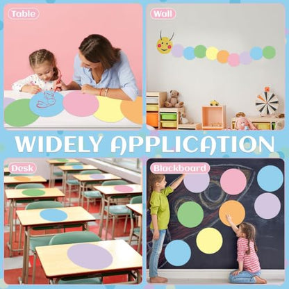 CHUNNIN 12Pcs Dry Erase Dots for Classroom Table 12 Inch Pastel Style - color: Rainbow Colorful