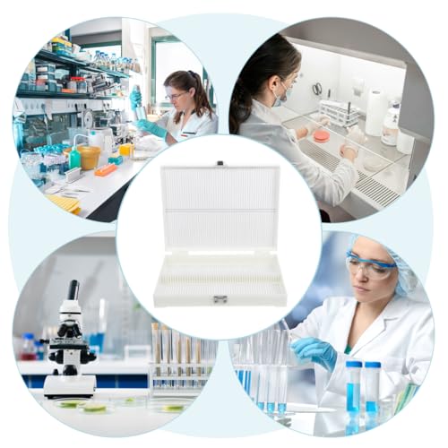 Luxshiny Microscope 100- Storage Organizer for Pathology Slides Laboratory Holder with Lock Buckle Portable Specimen Box for Microscope Storage