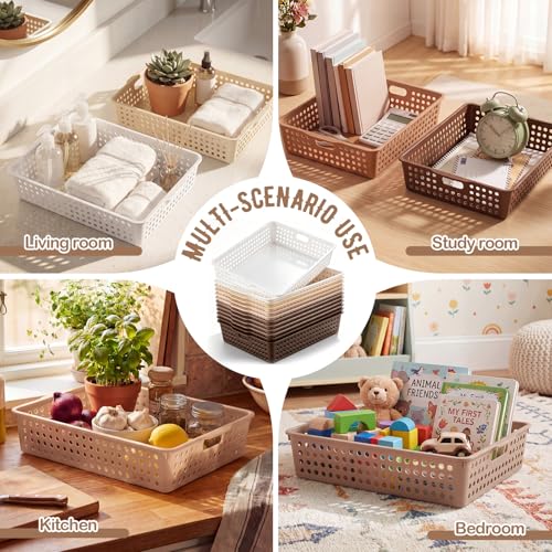 Geetery 12 Pack Classroom Storage Baskets with Handle,Gradient Brown - color: Gradient Brown