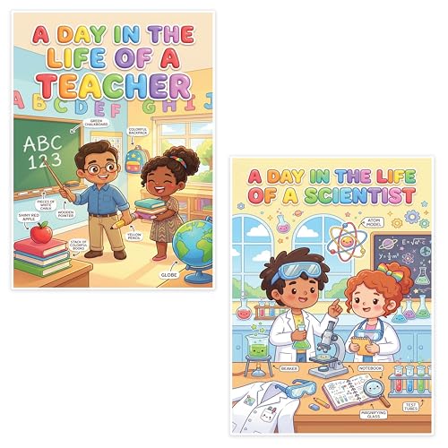 JELLY BEAN GENIUS Teacher and Scientist Mini Poster for Kids – Laminated Double-Sided Community Helpers Career Chart | 8.5x11 Binder Size Classroom Desk Decor - size: 11"L x 8.5"W