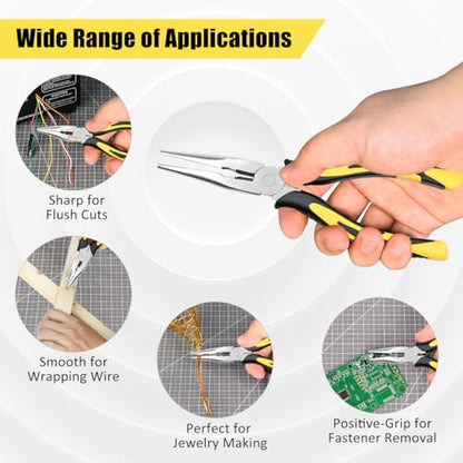 Long Needle Nose Pliers-8’’Soft Grip with Wire Cutter for Home,1pcs - size: One-8in