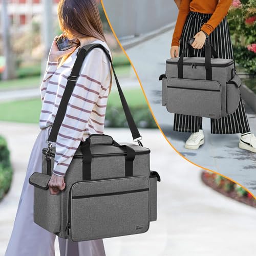 Trunab Scrapbook Bag with Laptop Sleeve & Pockets, Craft Organizer Tote - color: Grey