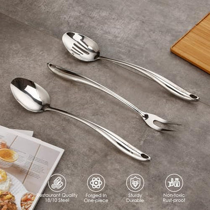 18/10 Stainless Steel Kitchen Utensils Set - 9 PCS Shining Cooking Tools - color: Sliver