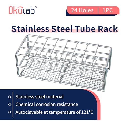 Test Tube Rack, 24 Holes Stainless Steel Test Tube Racks, Suitable for Tubes of Dia.≤18mm, Round Holes Test Tube Holder, for Classroom, Lab,TTRS2418A1 - size: 24 Holes,for Tubes of Dia.≤18mm
