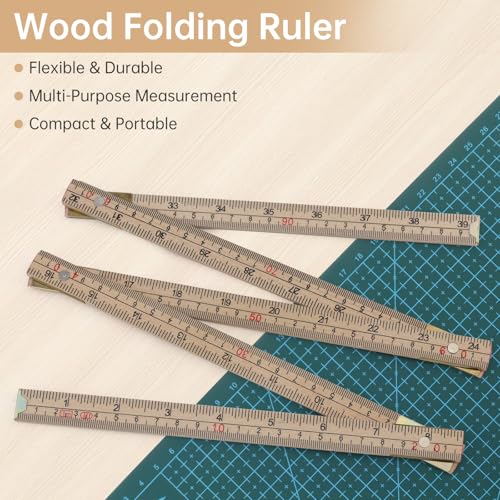 Folding Wood Rule, 1M / 39 inch Foldable Ruler for Carpenters Folding Meter Stick, Lightweight Composite Construction Ruler, Metric and Imperial Measurement Systems (1, Wood, 1M/39 inch) - color: Wood, size: 1M/39 inch