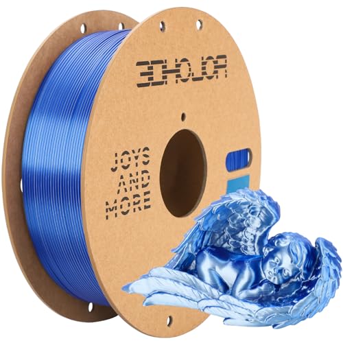 3DHoJor Silk PLA Filament 1.75mm Blue Silver Dual Color PLA 3D Printer Filament 2 in 1 Coextrusion 1KG Spool(2.2lbs) 3D Printing Filament Dimensional Accuracy +/- 0.03mm Fits for Most FDM 3D Printers - color: Blue Silver
