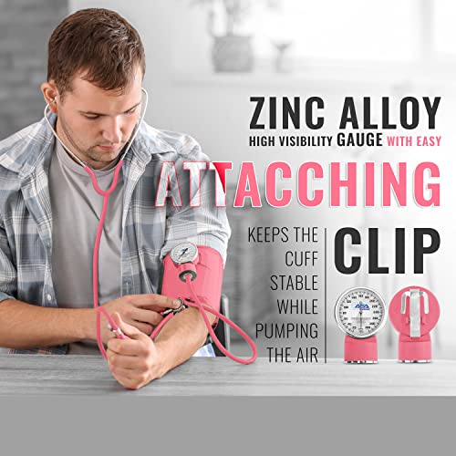 ASA TECHMED Physical Therapy Home Health Aide Comprehensive Kit - Carrying Bag, Blood Pressure Cuff, Stethoscope, Gait Belt- Pink - color: Pink Kit