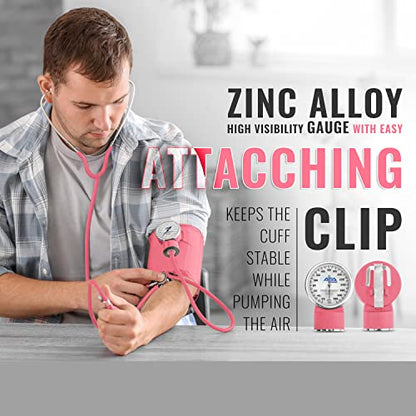 ASA TECHMED Physical Therapy Home Health Aide Comprehensive Kit - Carrying Bag, Blood Pressure Cuff, Stethoscope, Gait Belt- Pink - color: Pink Kit