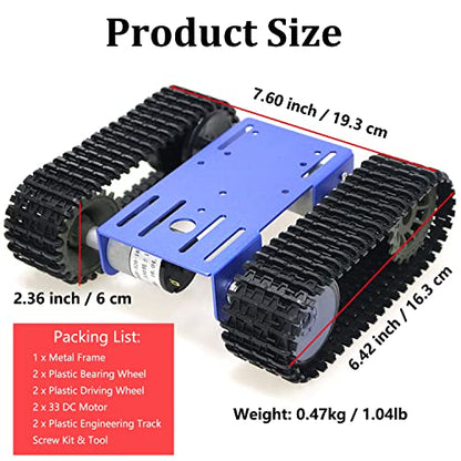 SmaringWing DIY Tracked Robot Chassis Smart Tank Car Chassis Kit with 2pcs Motor, Caterpillar Moving Robotic Tank Platform with Plastic Tracks for Arduino Raspberry Pie Microbit Python Steam (Blue) - color: Blue