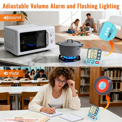 Digital Dual Kitchen Timer, Multiple Channels Countdown Timer - color: Blue