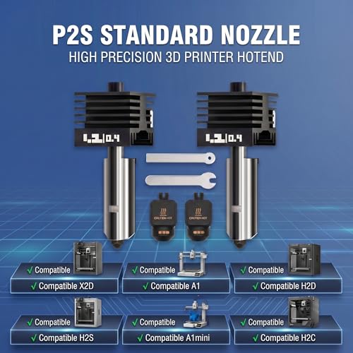 2PCS 0.4MM Hotend Kit for Bambu Lab P2S/H2D/H2C/H2S/X2D/A1/A2L/A1MINI - color: Black, size: 0.4mm