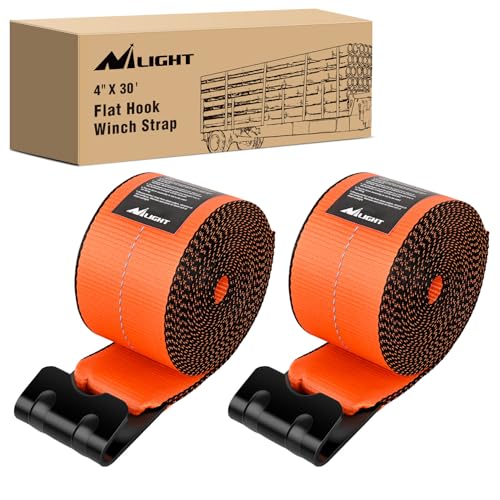 Nilight Truck Straps 4" x 30' Heavy Duty Tie Down with Flat Hooks - color: 4in x 30ft Truck Straps 2PCS Orange
