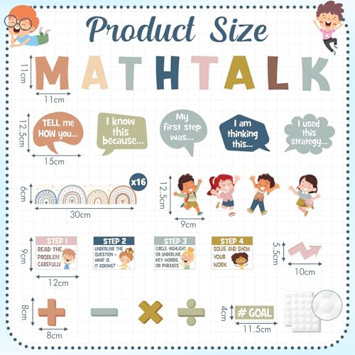 Pajean 85 Pcs Boho Math Bulletin Board Set Math Posters Classroom Decorations for Elementary Middle High School Mathematics Education Posters Teacher Supplies - style: Boho Math