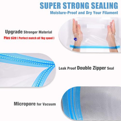OVV3D Filament Storage Bags 30pcs, Plus Size 32X34cm 3D Printer Filament Storage Bags Vacuum Sealed Kit with 30 Desiccants, Auto Pump,Perfect for 3D Filament Storage or Using After Filament Dryer Box