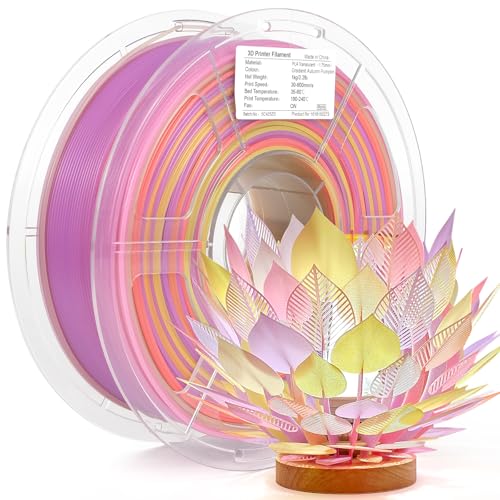iSANMATE Rapid Translucent PLA Filament 1.75mm, Multicolor Rainbow PLA, Dimensional Accuracy ±0.02mm, 1kg Spool-Autumn Pumpkin - color: B- Clear-autumn Pumpkin