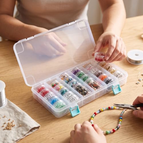 Everything Mary 28-Jar Bead Storage Organizer – Large Clear Case for Diamond Painting, Jewelry & Craft Beads – Durable Plastic Box with Screw-Top Jars for Diamond Art & Small Supplies
