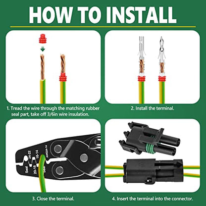 367Pcs 20 Kits Waterproof Automotive Electrical Connectors 1/2/3/4/6 Male&Female Pin 22-14AWG Wire Harness Spark Plug Connector Terminals Plug Kit Car with Wire Crimping Tool - size: 20 Kits 22-14AWG 1/2/3/4/6 Pin