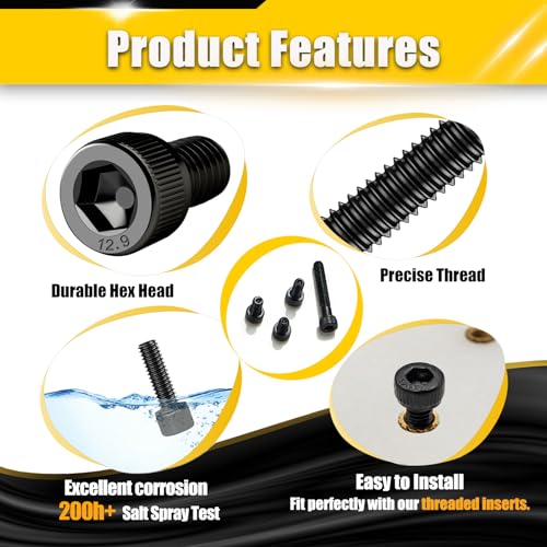 150pcs M4x16mm Screws Hex Socket Cap 12.9 Steel Black Zinc Full Thread - size: M4*16mm 150pcs