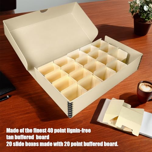 Lineco Archival Slide Storage Box, Clamshell Box, 11.68x6.37x2.25 Inch, Tan - size: Pack of 1