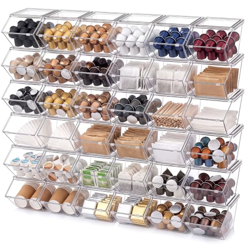 Yerliker 36 Pcs Clear Stackable Storage Bins with Lids for Pantry