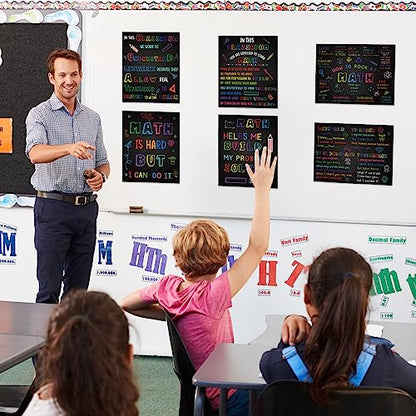 Faccito 12 Pcs Math Poster for Classroom Wall 10x12, Blackboard, Black - color: Black, style: Blackboard