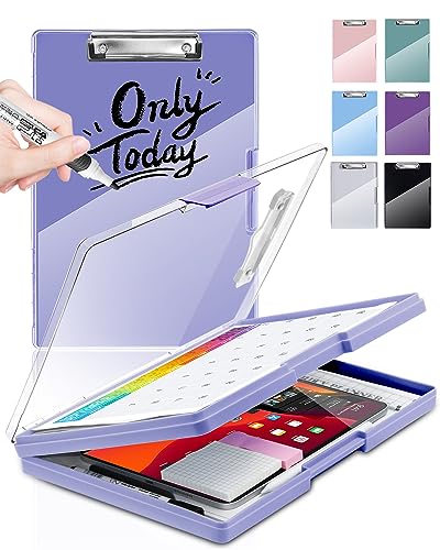 Clipboard with Storage, Nurse Dry Erase Clip Board, 8.5x11, Light Purple - color: Light Purple