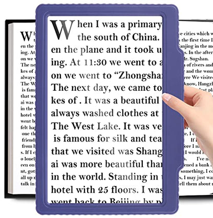 5X Full-Page Magnifying Glass for Reading, Handheld Lightweight Magnifier - color: Blue