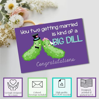 Amanda Creation Big Dill Card, 4x6 Blank Inside with Silver Envelope, Funny Wedding Card for Bride and Groom, Pickle Wedding Congratulations - style: Pickle