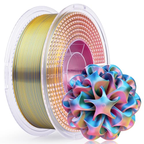 AMOLEN Silk PLA 3D Printer Filament, Shiny Silkverse 4 Colors in 1 Filament 1.75mm Multi Color from 4 Angles, 1kg Blue Yellow Red White - color: Quad Silk Blue/Yellow/Red/White