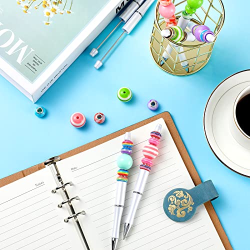 Crtiin 50 Pack Beadable Pens, Ballpoint Pens, School Supplies, White - color: White