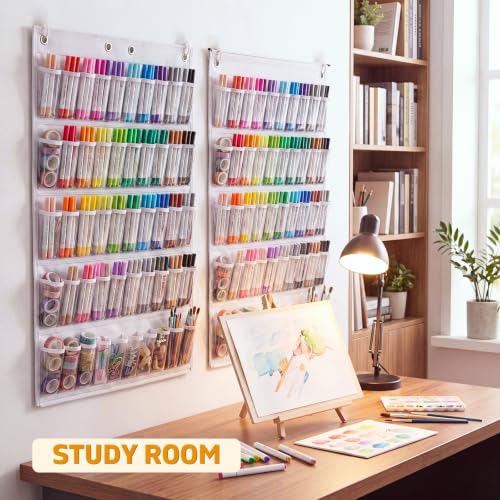 Over the Door Small Parts Organizer with 100 Pockets, Hardware Organizer - color: White