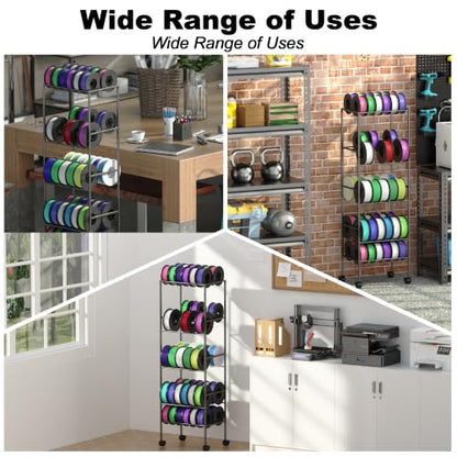 3D Printer Filament Storage Rack with Wheels, 5-Tier Rolling Spool Holder Stand Cart, Holds up to 60x1kg Spools, Heavy Duty Metal Filaments Organizer Shelf for Printing Studio Office Workshop - size: 5-Tire