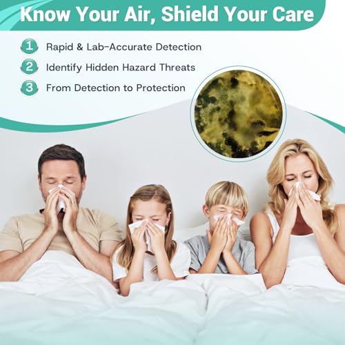 Mold Test Kit for Home Detection: 4 Simple DIY Science Kits for Fastly Testing Home Surfaces & Air Quality Detector & HVAC Monitor Includes Detailed Identification Guide