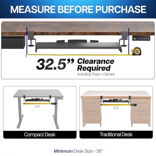 VIVO Real Bamboo Clamp-on 27 x 11 in Keyboard Tray, MOUNT-KB05O - color: Bamboo, size: 27 inch