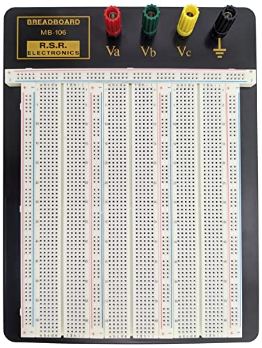 Premium Solderless Breadboard with Aluminum Backplate (2,390 Contact Points, 4 Binding Posts), 9.4" x 7.7" by SciencePurchase