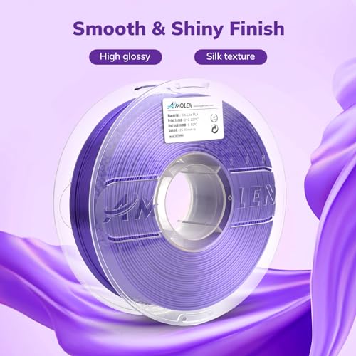 AMOLEN Silk PLA 3D Printer Filament, Shiny Silk Purple PLA Filament 1.75mm, 3D Printing PLA Filament for Most FDM 3D Printer, 1kg Spool(2.2lbs) - color: 1kg-silk Purple
