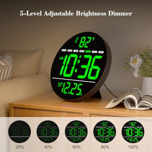 WallarGe Electric Large Digital Wall Clock with LED Display - color: Green