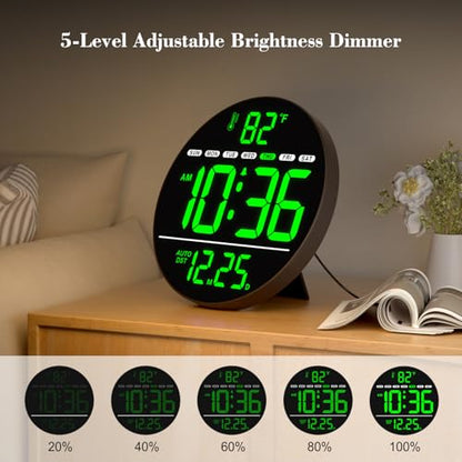 WallarGe Electric Large Digital Wall Clock with LED Display - color: Green