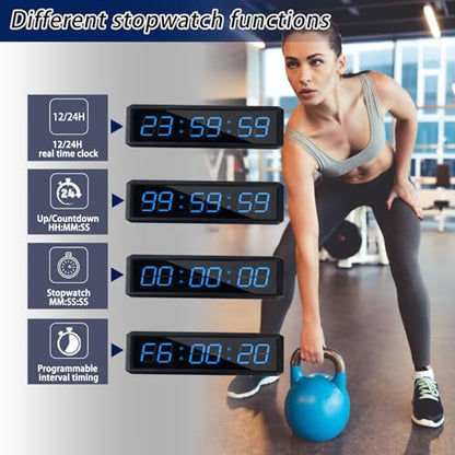 Independent Button Type 1.5-inch Fitness Room Rest Timer, Suitable for Gym Exercise/School/Home Exercise/Boxing Gym/Indoor Rock Climbing (1.5 inch 6-Digit Blue)