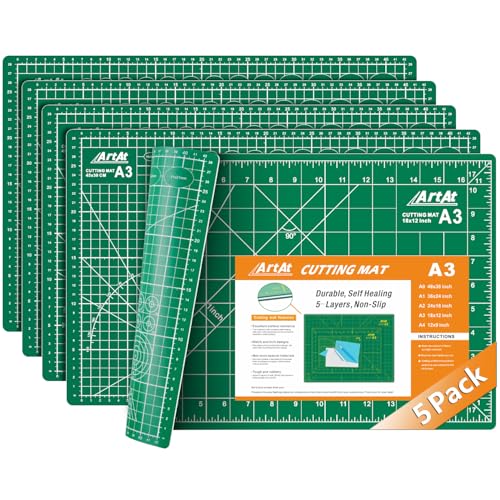 ArtAt A3 Self Healing Cutting Mat 12''x18'' 5 pack - color: Green, size: 18"L x 12"W（5pcs）