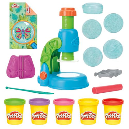 Play-Doh Light & Look Microscope for Kids, Electronic Preschool Toys for Girls & Boys, 9 Accessories & 5 Colors, Back to School Gifts, Ages 3+